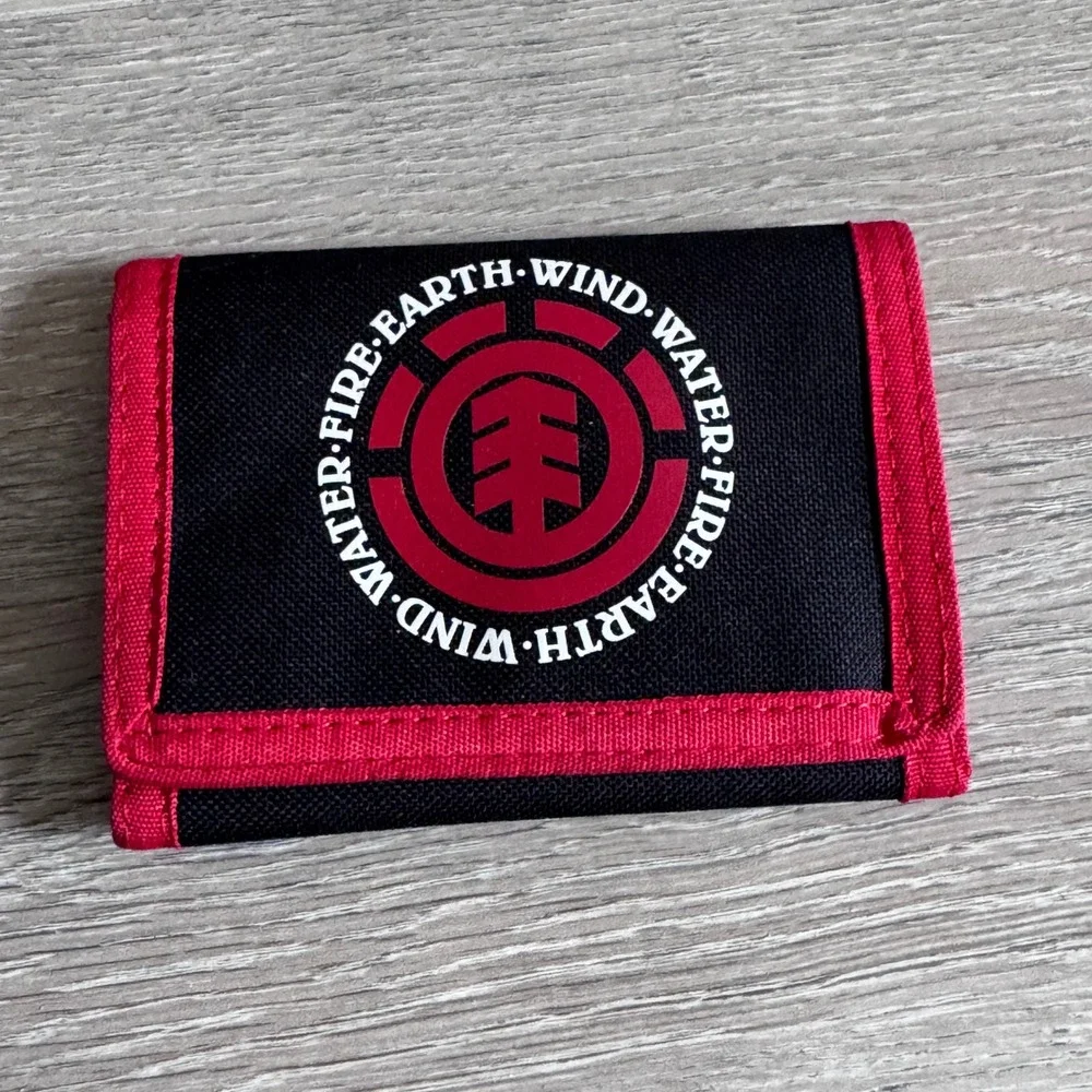 Element Skateboards Trifold Wallet Black Red Fire Earth Wind Water Logo Canvas